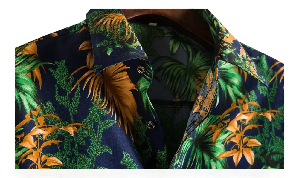 Palm Cluster Hawaiian Shirt, collar detail