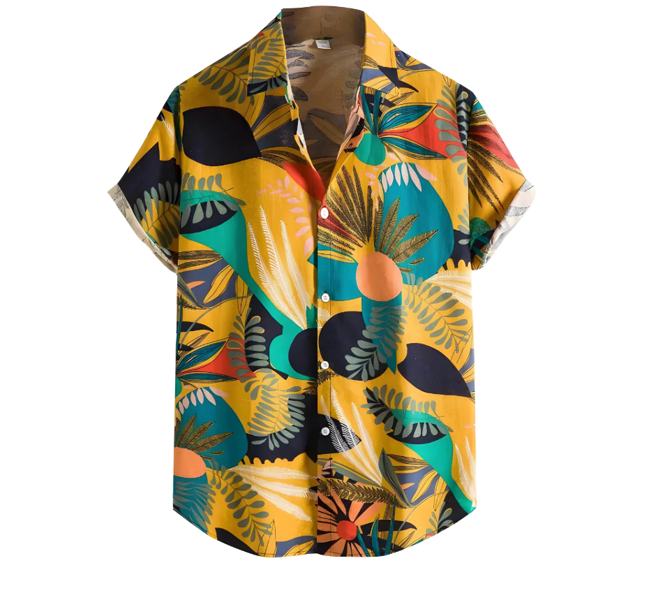 Hawaiian Floral Pattern Beach Shirt