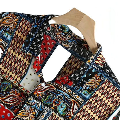 Intricate Patchwork Pattern Shirt, collar detail