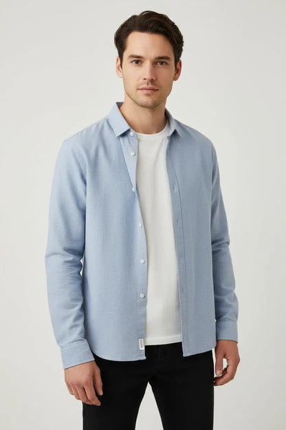 Men's Casual Minimalist Long Sleeve Shirt Dan Flashes