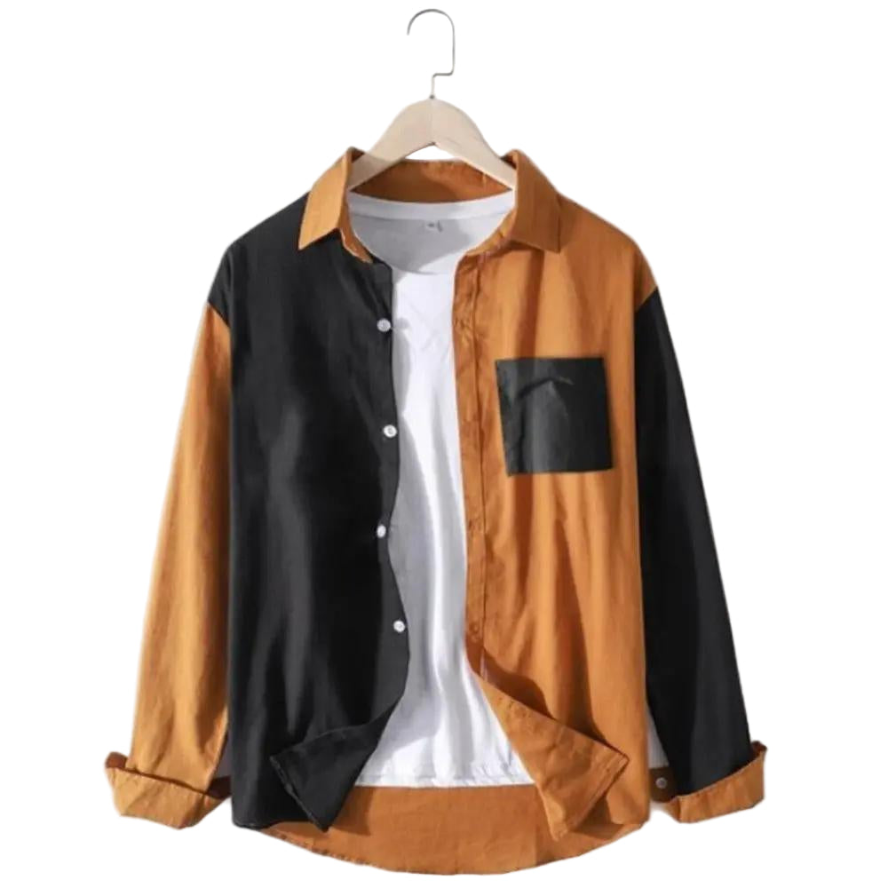 Men's Colorblock Slim Long Sleeve Shirt Youth Fashion Dan Flashes