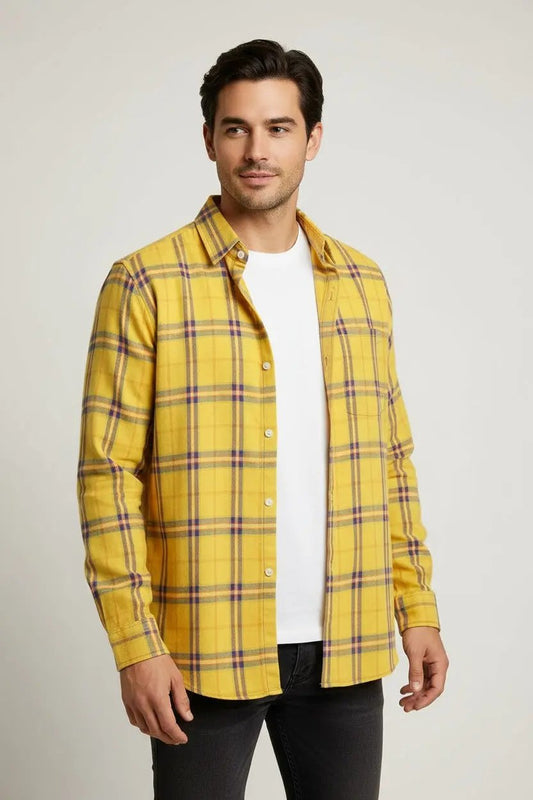 Men's Fashion Plaid Long Sleeve Shirt Dan Flashes