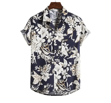 Floral Pattern Hawaiian Shirt for men in bamboo hemp - Dan Flashes