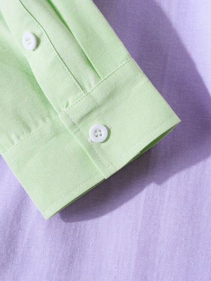 Men's Shirt Fashion Lapel Long Sleeve Colorblock Dan Flashes