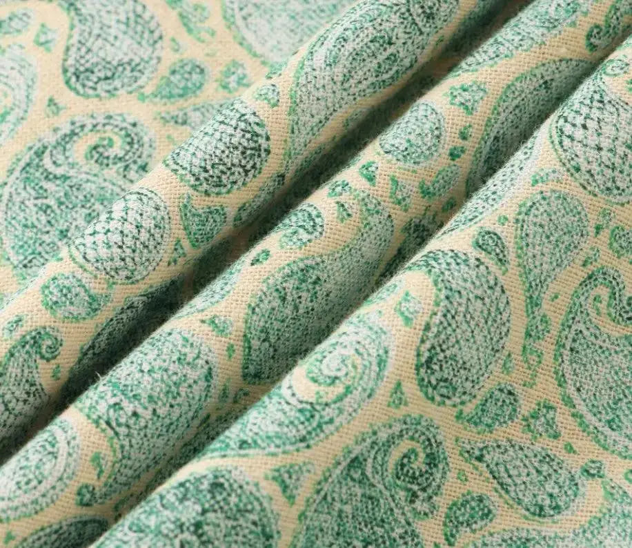 Fine Paisley Band Collar Shirt, pattern and fabric detail