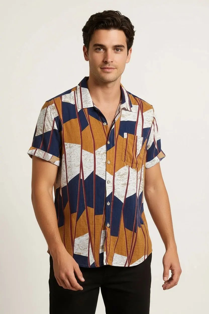 Pattern Button up Shirts - Wavy Pattern - Hawaiian shirts - Dan – Dan ...