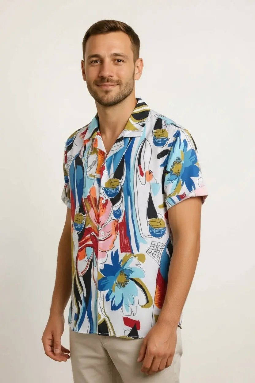 Men's vacation button-up shirts Dan Flashes