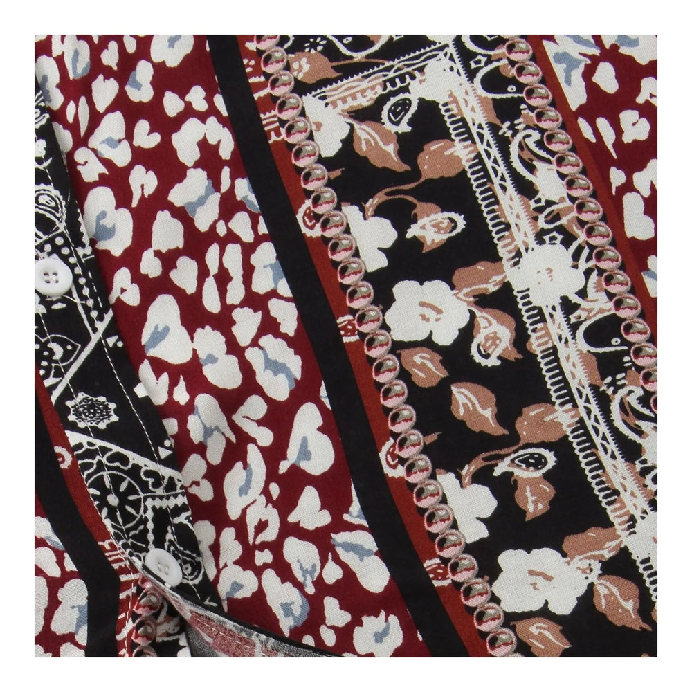 Vertical Floral Border Shirt, button-front and pattern detail
