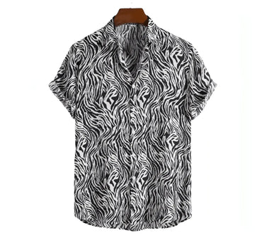 Mens Beach Shirts - Hawaiian shirts - Cheetah - Shirt - Dan Flashes - White - A Tiger Print Shirt (More Colors) - Dan Flashes - Shirt