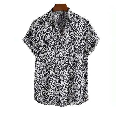 Mens Beach Shirts - Hawaiian shirts - Cheetah - Shirt - Dan Flashes - White - A Tiger Print Shirt (More Colors) - Dan Flashes - Shirt