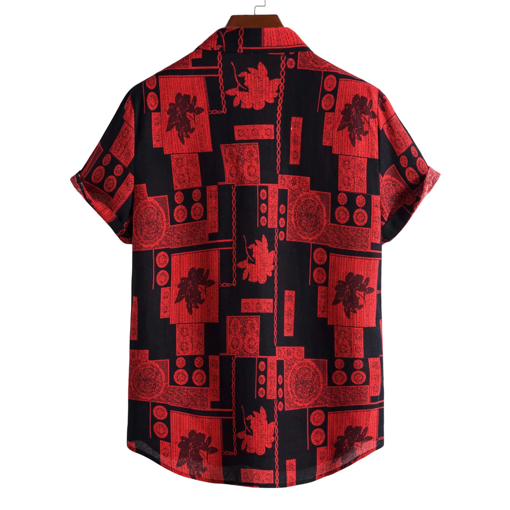 Decorative Panel Hawaiian Shirt, back view