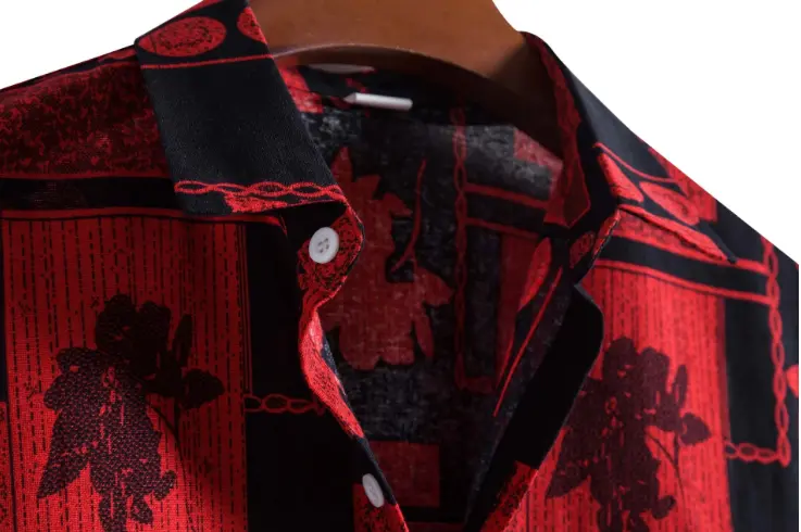 Decorative Panel Hawaiian Shirt, collar detail