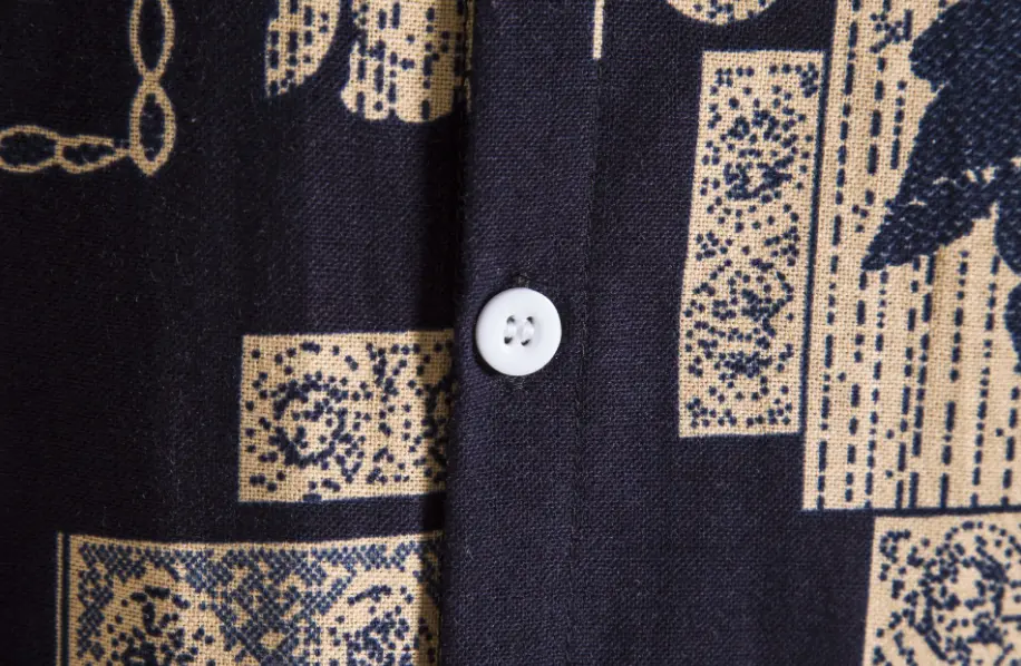 Decorative Panel Hawaiian Shirt, button-front and pattern detail