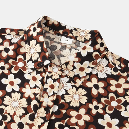 Mens Summer Button Up Shirt - Floral Pattern - Shirt - Dan Flashes - Medium - Mens summer button up shirt - Floral pattern - Dan Flashes