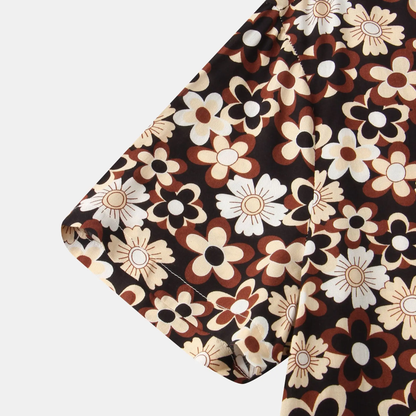 Mens summer button up shirt - Floral pattern - Dan Flashes