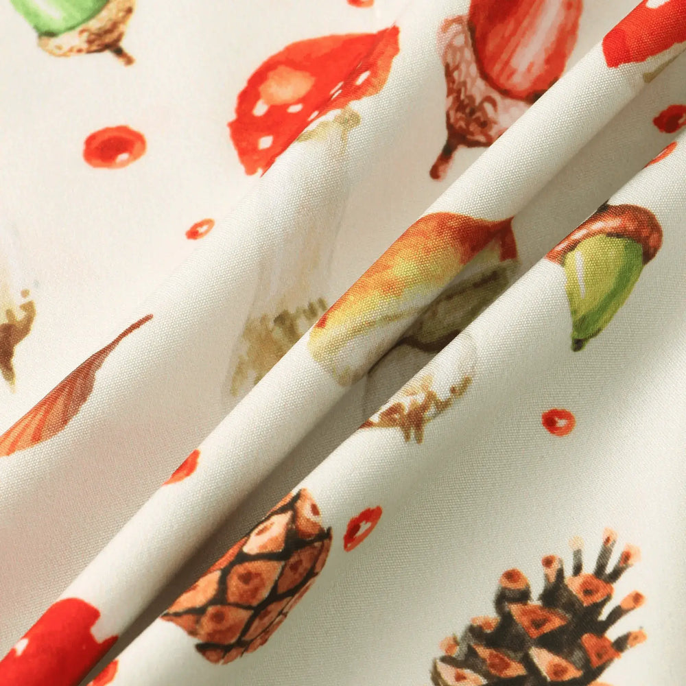 Mushroom Print Button-Up Shirt, pattern and fabric detail