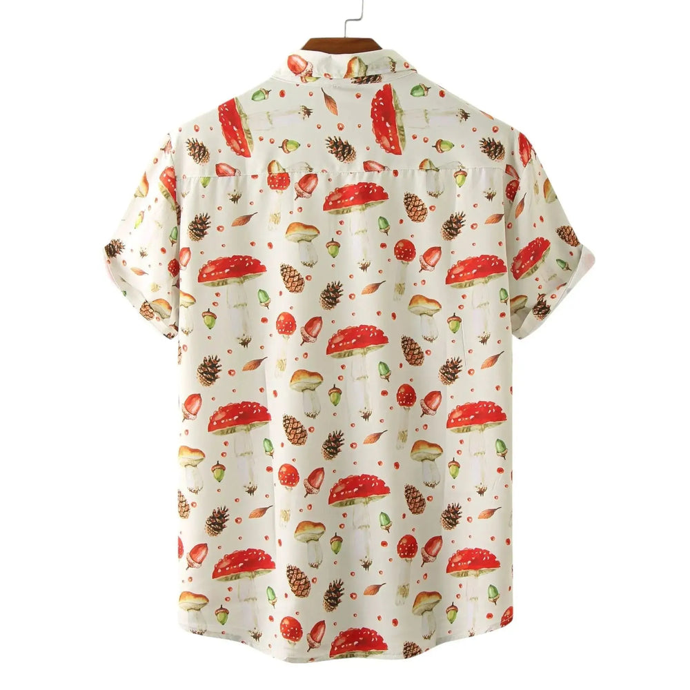 Mushroom Print Button-Up Shirt, back view
