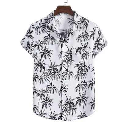 Palm Tree Button Up - Shirt - Dan Flashes - White - Palm tree button up - Dan Flashes