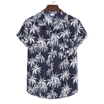 Palm Tree Button Up - Shirt - Dan Flashes - Dark Blue - Palm tree button up - Dan Flashes
