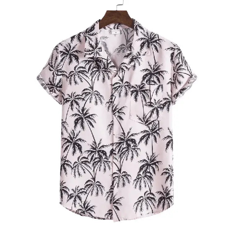 Palm Tree Button-Up Shirt, Pink option, front view