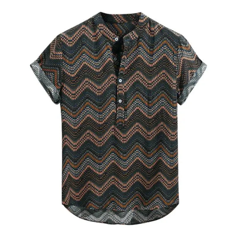 Zigzag Pattern Short-Sleeve Shirt, front view