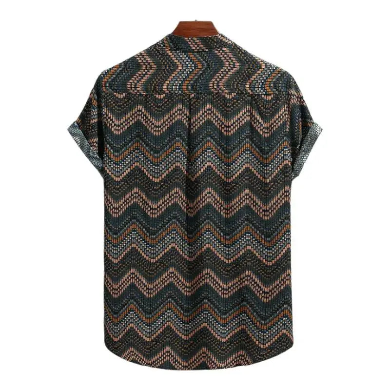 Zigzag Pattern Short-Sleeve Shirt, back view