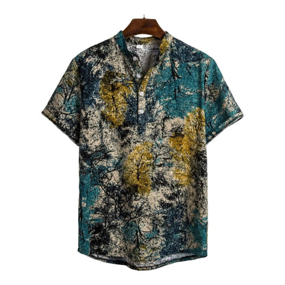 Pattern Button - up Mandarin Collar Shirts - Shirt - Dan Flashes - Medium - Mandarin Collar Pattern Button - up Shirts - Dan Flashes