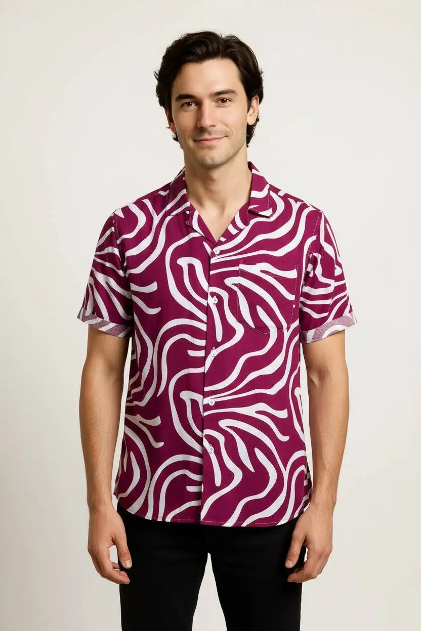 Pattern Button up Shirts - Wavy Pattern - Hawaiian shirts Dan Flashes