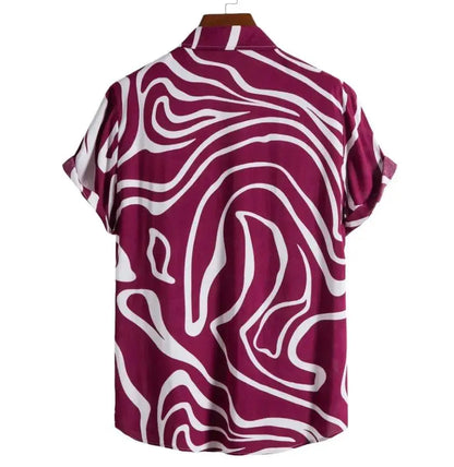 Pattern Button up Shirts - Wavy Pattern - Hawaiian shirts - Shirt - Dan Flashes - Red - Pattern Button up Shirts - Wavy Pattern - Hawaiian shirts Dan Flashes