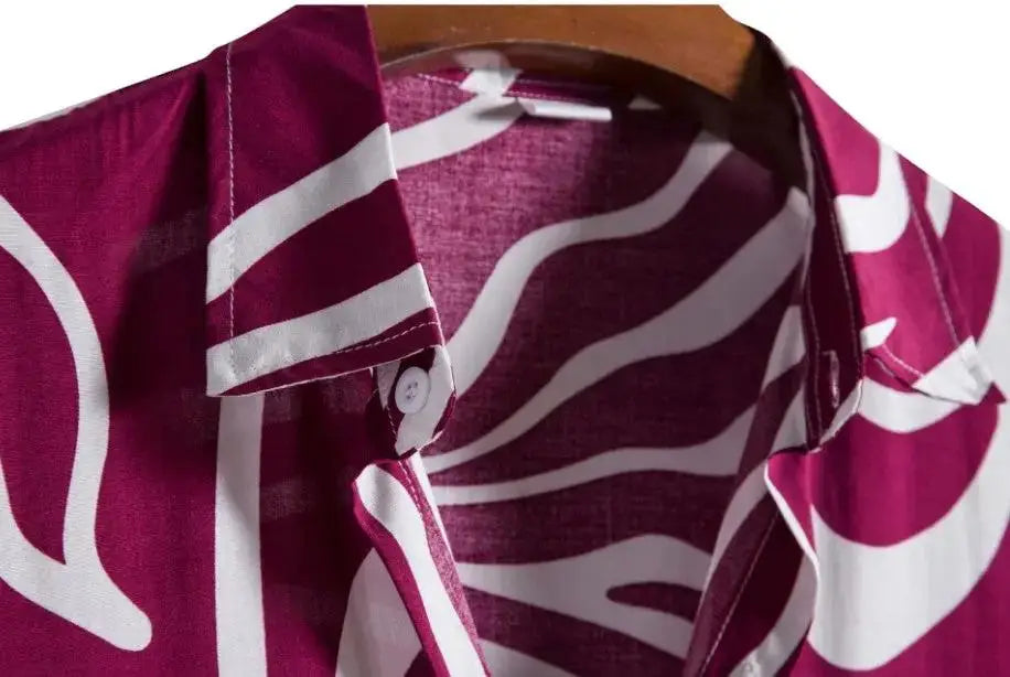 Wavy Line Hawaiian Shirt, collar detail