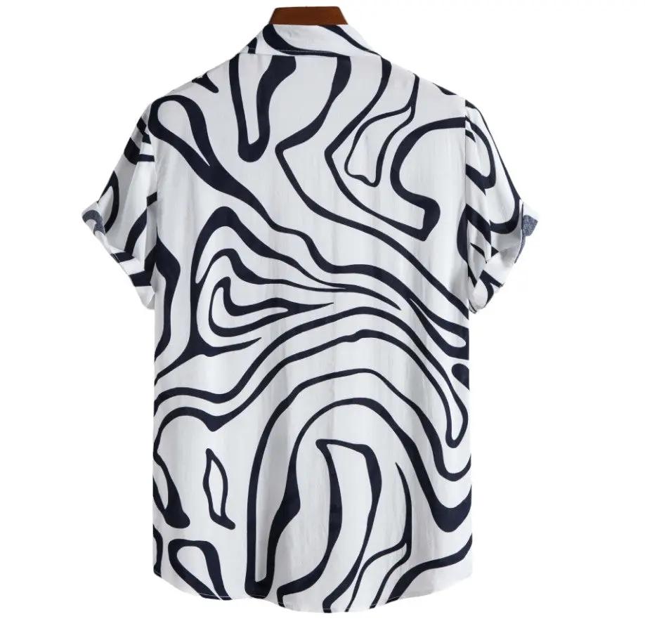Wavy Line Hawaiian Shirt, White option, front view