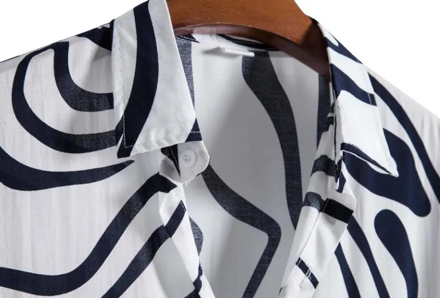 Wavy Line Hawaiian Shirt, collar detail