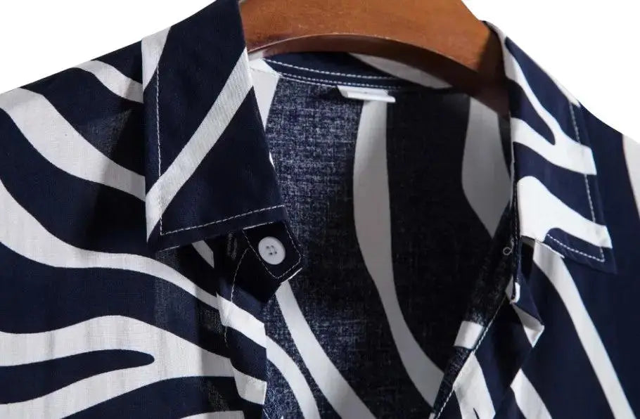 Wavy Line Hawaiian Shirt, collar detail