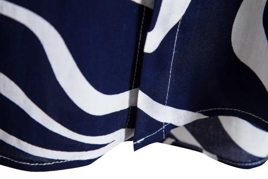 Wavy Line Hawaiian Shirt, hem and pattern detail