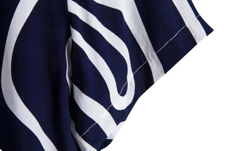 Wavy Line Hawaiian Shirt, sleeve and pattern detail