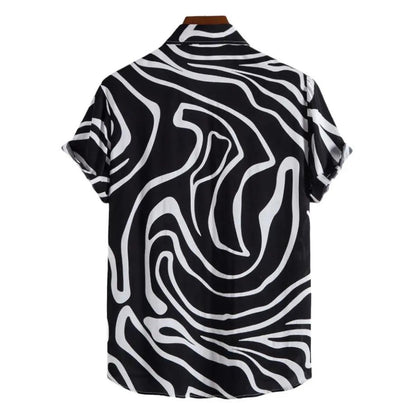Pattern Button up Shirts - Wavy Pattern - Hawaiian shirts Dan Flashes