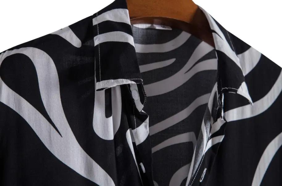 Wavy Line Hawaiian Shirt, collar detail