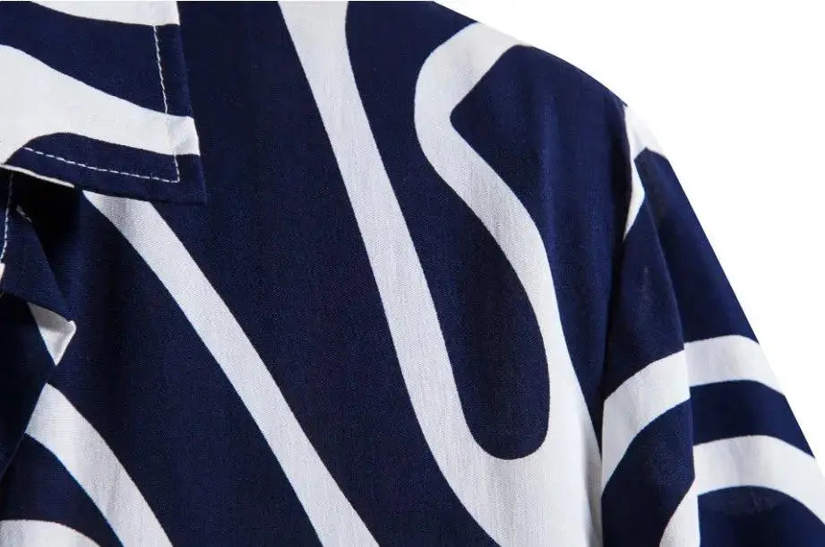 Wavy Line Hawaiian Shirt, sleeve and pattern detail