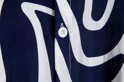 Pattern Button up Shirts - Wavy Pattern - Hawaiian shirts Dan Flashes