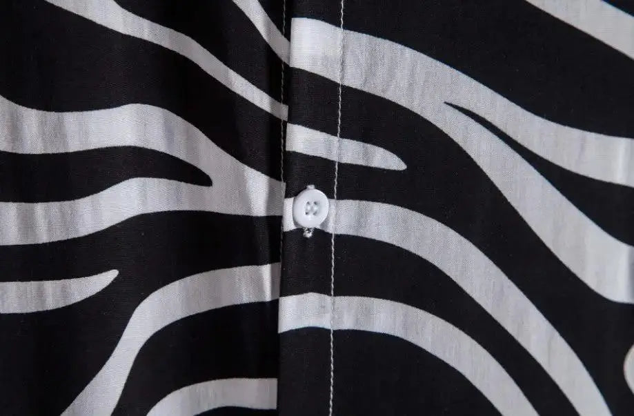 Wavy Line Hawaiian Shirt, button-front and pattern detail