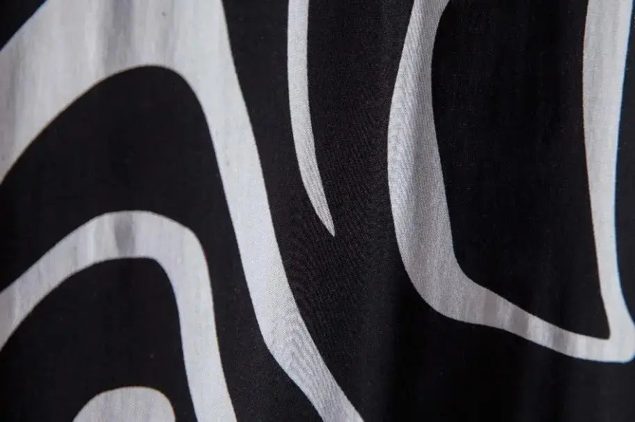 Wavy Line Hawaiian Shirt, pattern and fabric detail