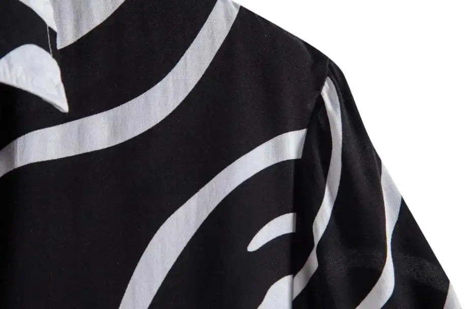 Wavy Line Hawaiian Shirt, sleeve and pattern detail