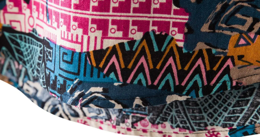Pink Accent Border Pattern Shirt, hem and pattern detail