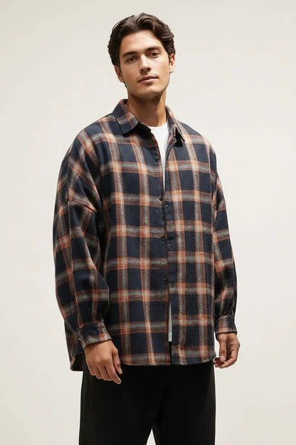 Plaid casual long sleeve shirt men Dan Flashes