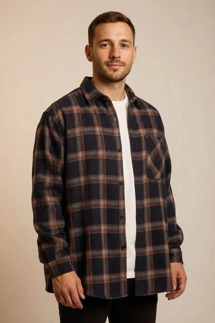 Plaid casual long sleeve shirt men Dan Flashes