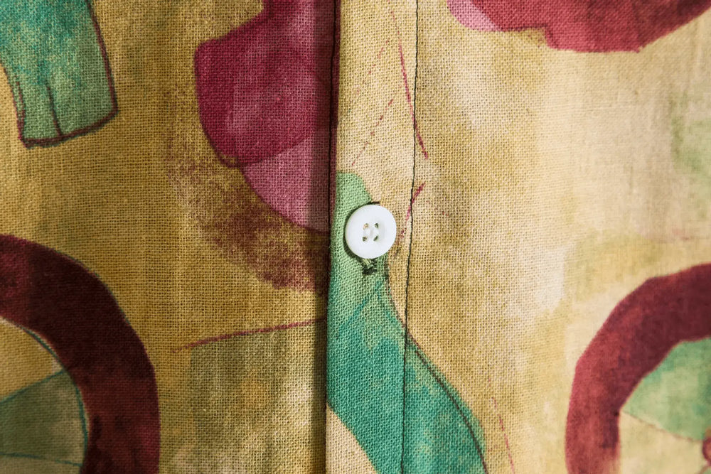 Colorful Circle Print Shirt, button-front and pattern detail
