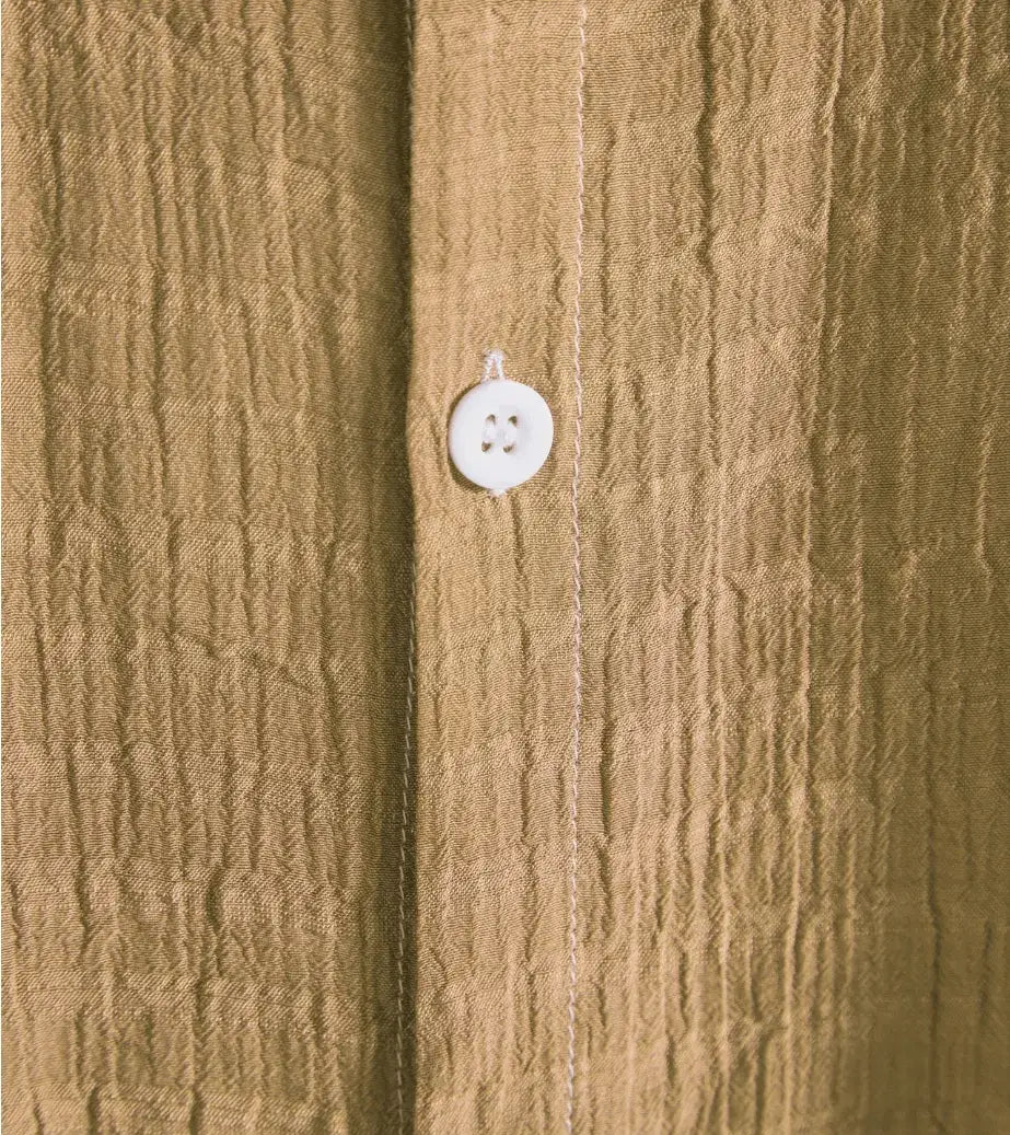 Solid Textured Beach Shirt, button-front and pattern detail