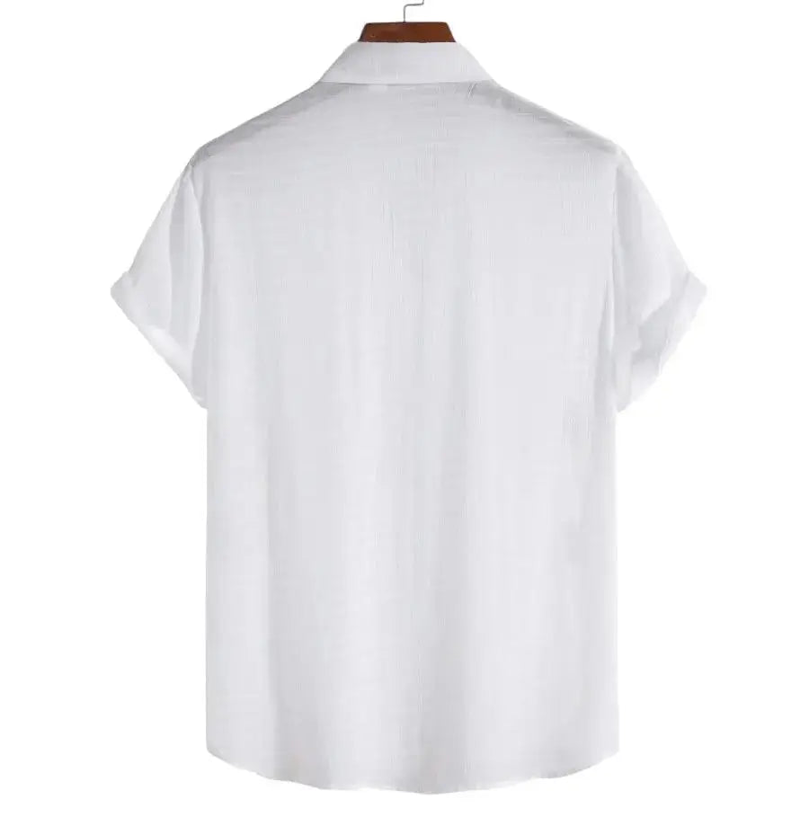 Solid Textured Beach Shirt, White option, back view