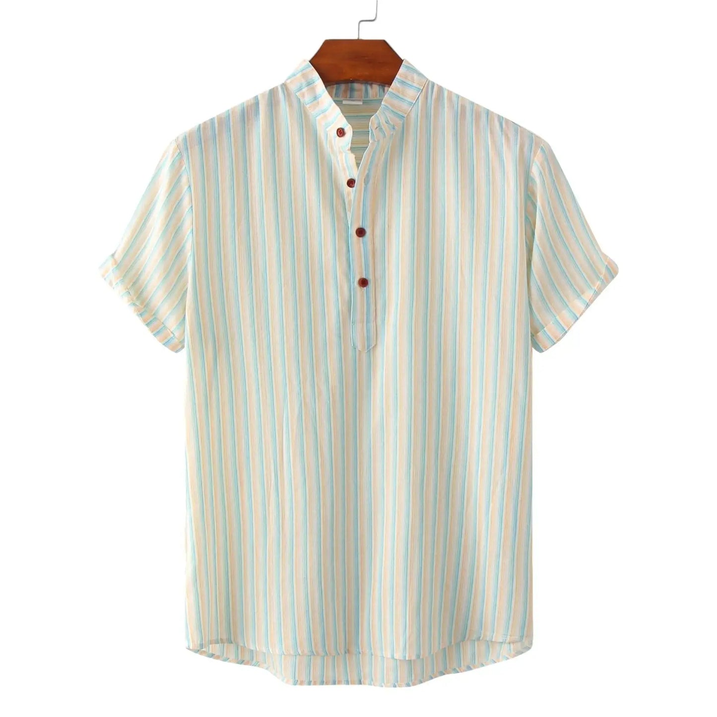 Premium Short Sleeve Stripe Shirt - Shirt - Dan Flashes - Blue - Premium short sleeve stripe shirt - Dan Flashes