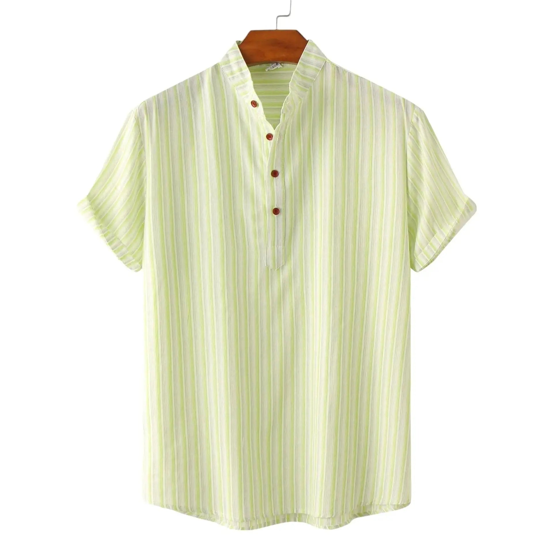 Premium Short Sleeve Stripe Shirt - Shirt - Dan Flashes - Green - Premium short sleeve stripe shirt - Dan Flashes